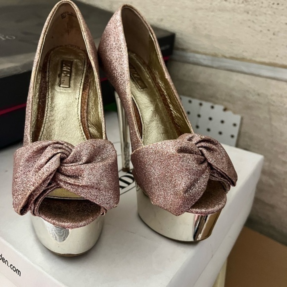 Pink glitter, high heels, 5 inches
